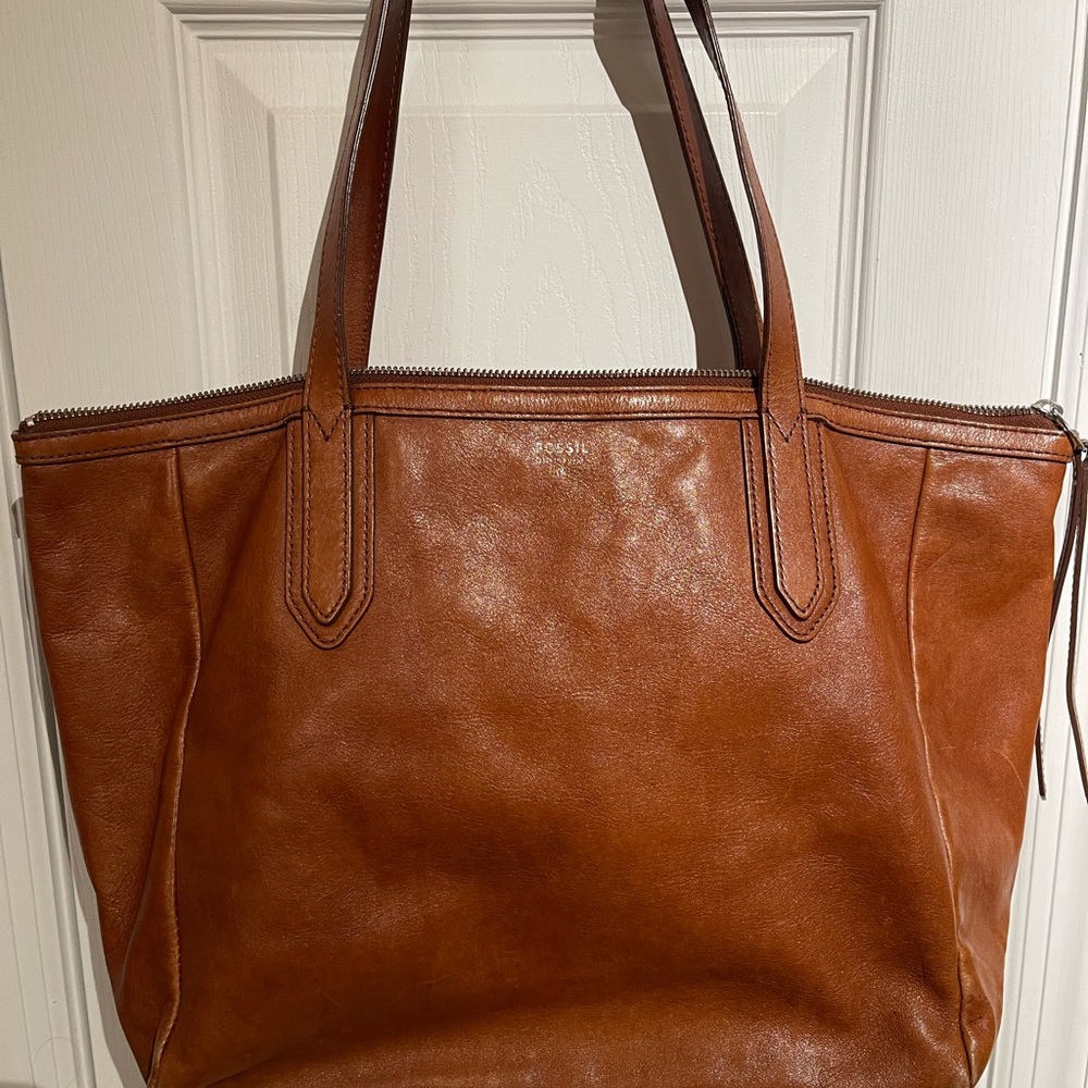 Fossil Brown Leather Tote Bag